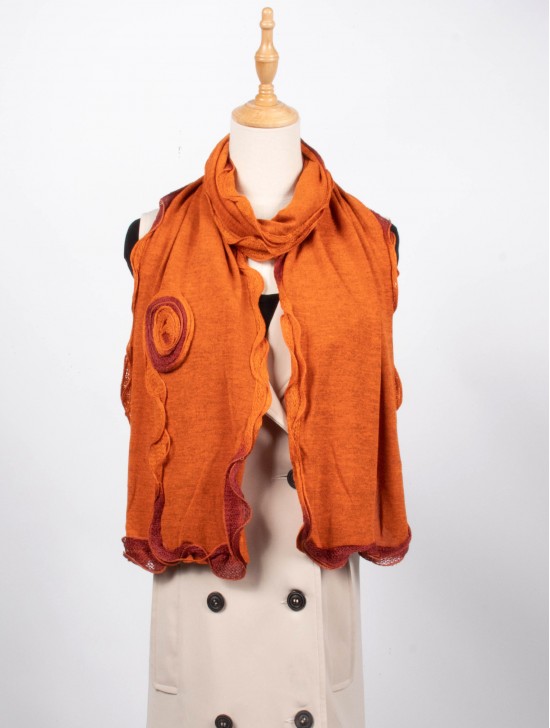 SCARF, 2-TONE ROSETTE & RUFFLE SCARF